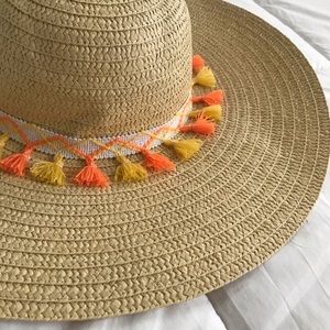 Yellow + Orange Tasseled Summer Sun Hat